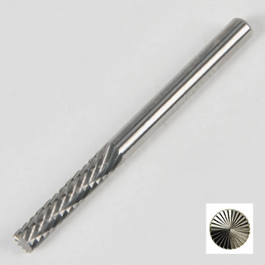 Frez obrotowy HM Ø3mm, cylinder z czołowym uzębieniem