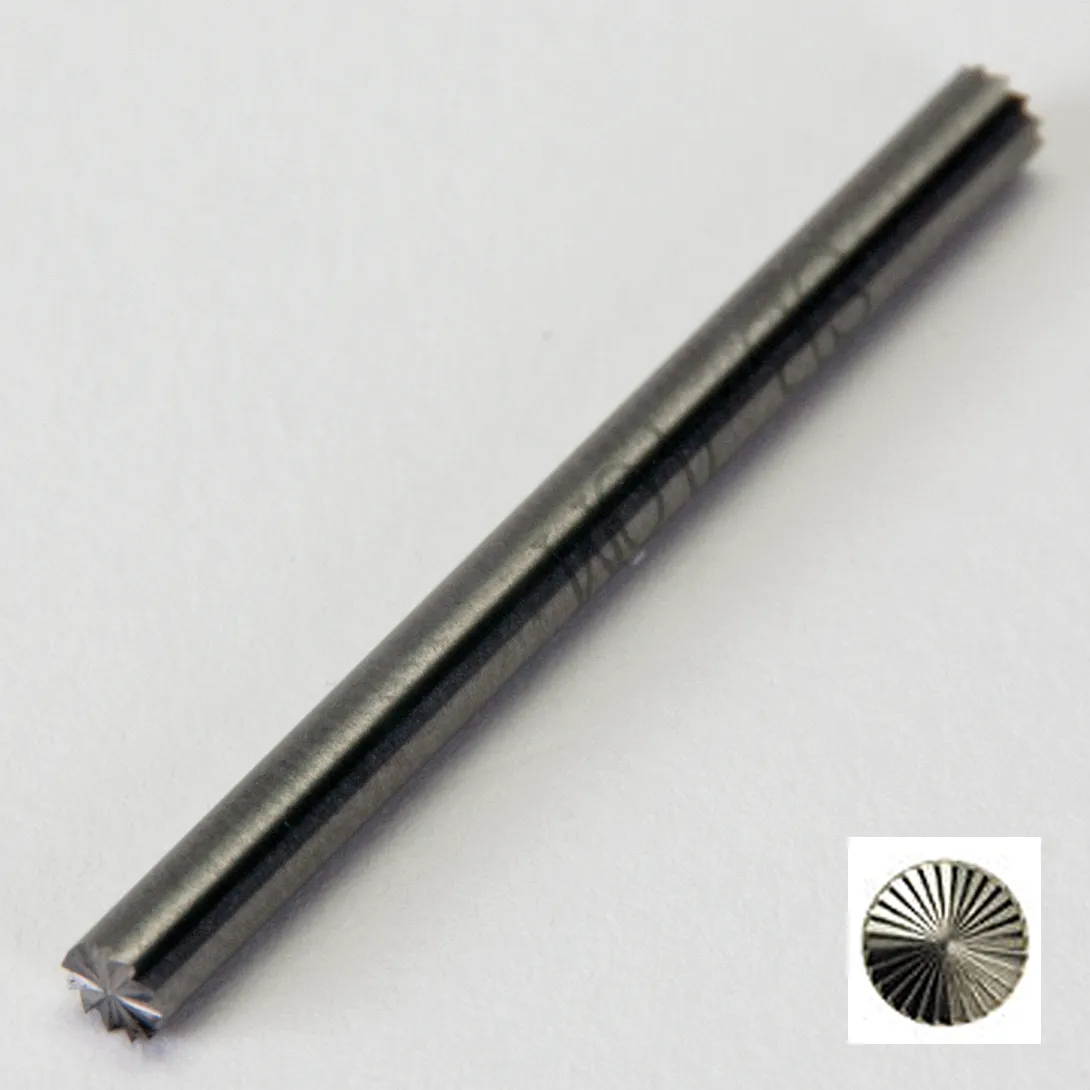 Frez obrotowy HM Ø3mm, cylinder z podwójnym czołowym uzębieniem