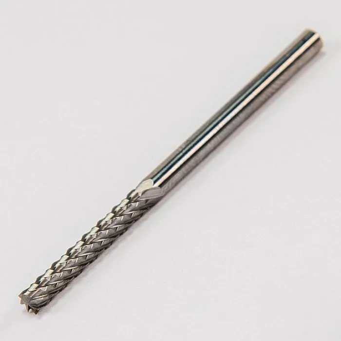 Frez obrotowy z węglika spiekanego, cylindryczny z uzębieniem końcowym, Ø 3 x 20 mm, trzpień Ø 3 mm, drobnoziarnisty