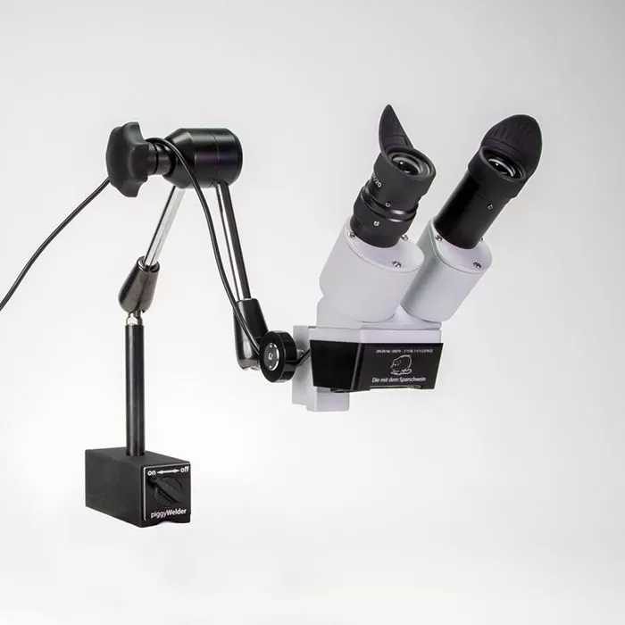 piggyWelder® Stereo-Weldingmicroscope (10-krotny) z filtrem, oświetleniem LED