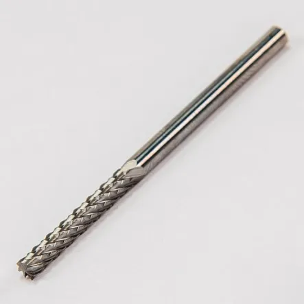 Frez obrotowy z węglika spiekanego, cylindryczny z uzębieniem końcowym, Ø 3 x 20 mm, trzpień Ø 3 mm, drobnoziarnisty
